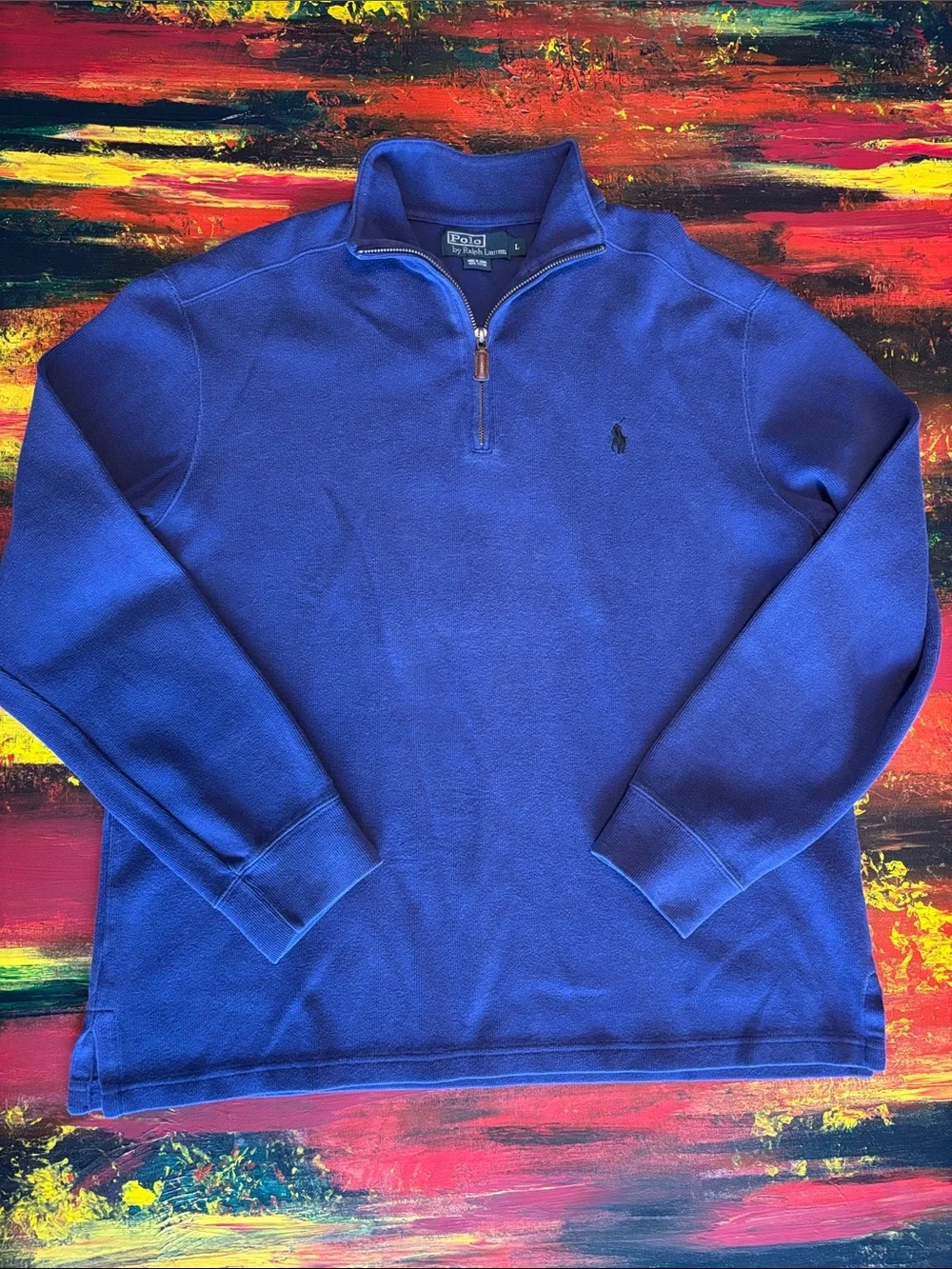 Polo by Ralph Lauren Men’s Cobalt Blue Quarter-Zip Sweater